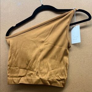 a new day Ribbed One-Shoulder Top in Brown
